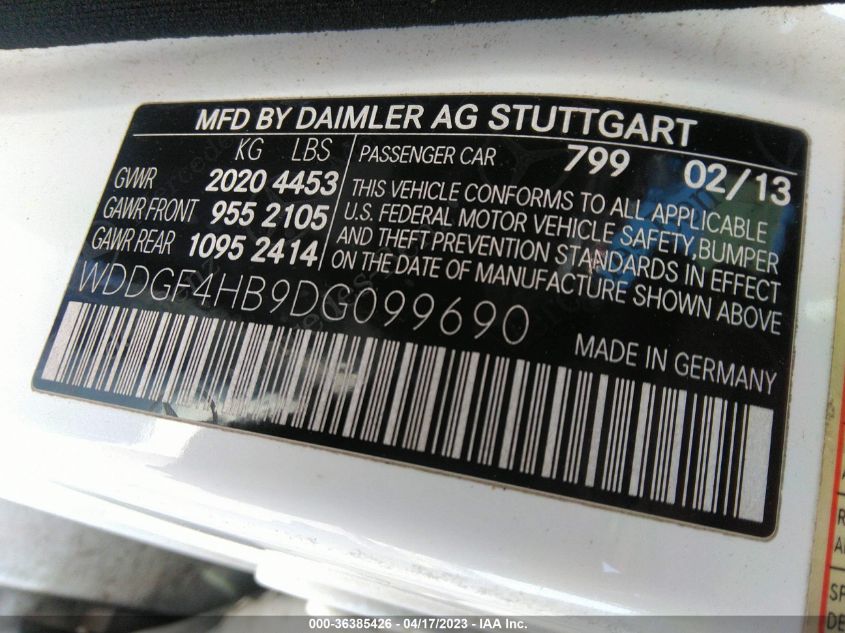 2013 MERCEDES-BENZ C-CLASS C 250 LUXURY - WDDGF4HB9DG099690