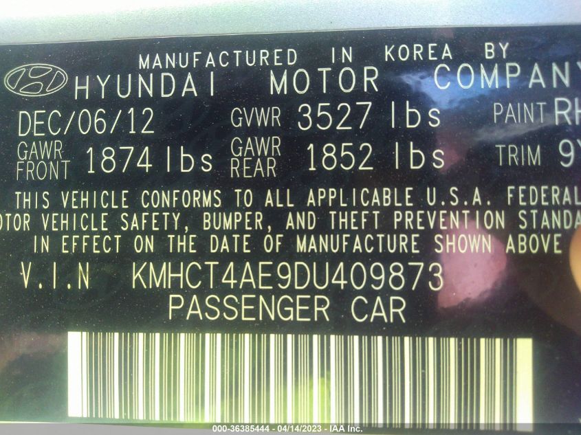 2013 HYUNDAI ACCENT GLS - KMHCT4AE9DU409873