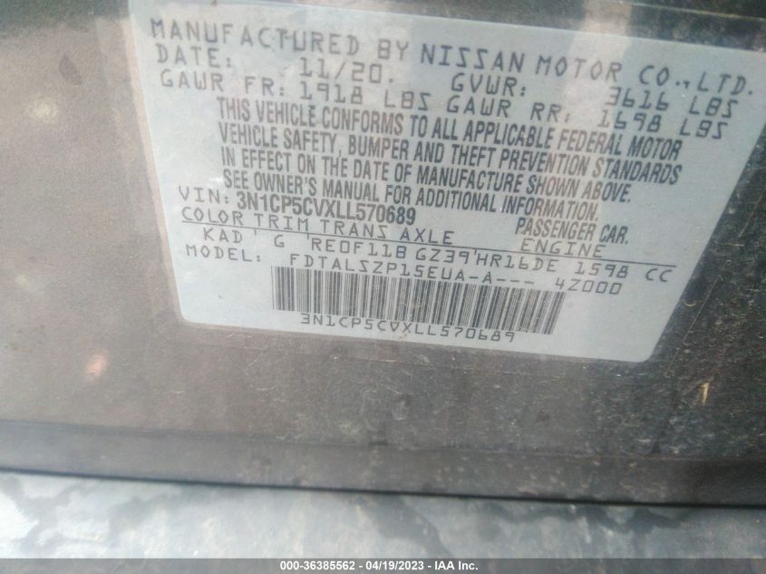 2020 NISSAN KICKS SV - 3N1CP5CVXLL570689