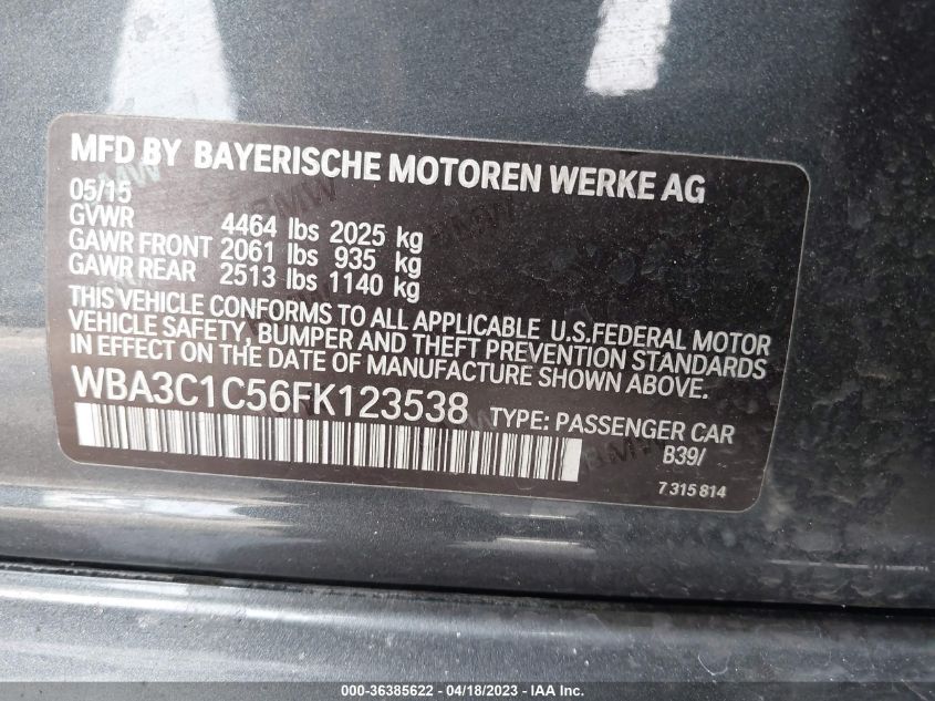 2015 BMW 3 SERIES 328I - WBA3C1C56FK123538
