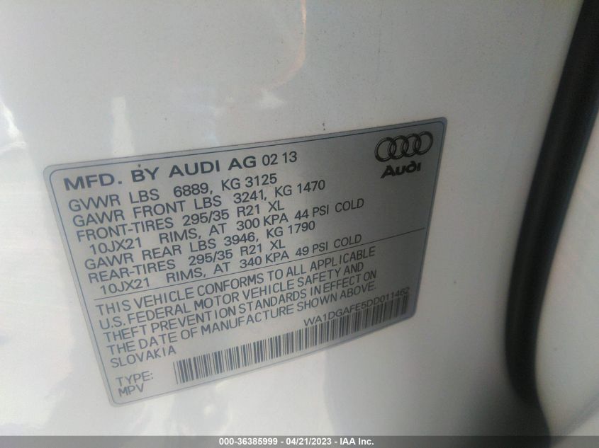 2013 AUDI Q7 3.0T S LINE PRESTIGE - WA1DGAFE5DD011462
