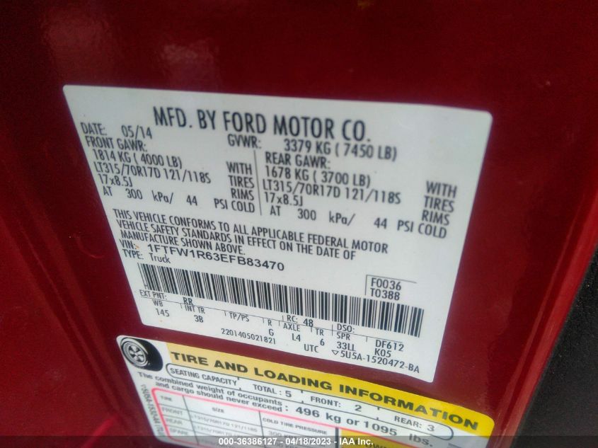 2014 FORD F-150 SVT RAPTOR - 1FTFW1R63EFB83470