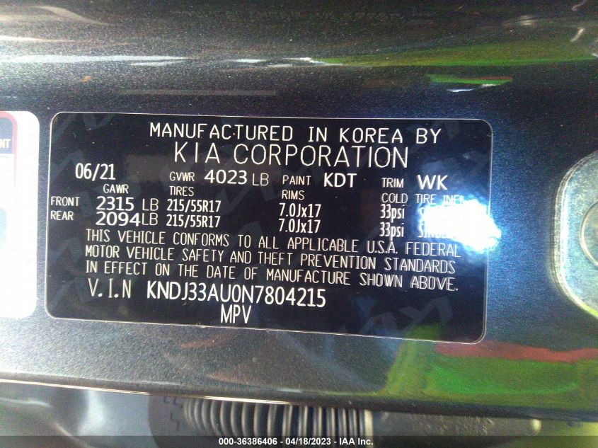 2022 KIA SOUL EX - KNDJ33AU0N7804215