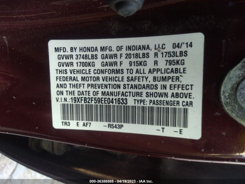 2014 HONDA CIVIC SEDAN LX - 19XFB2F59EE041633