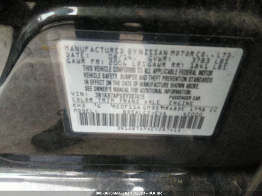 2014 NISSAN SENTRA S - 3N1AB7APXEY287415