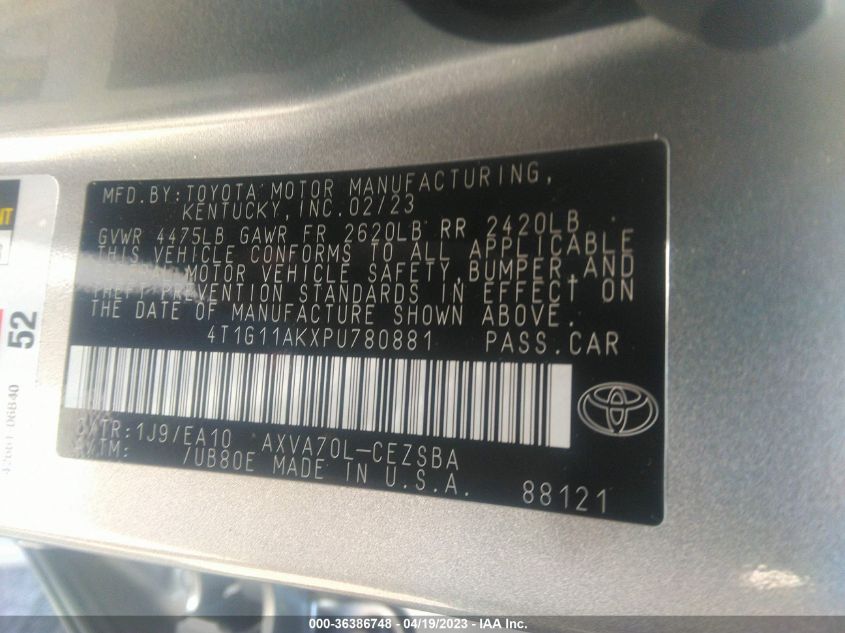 2023 TOYOTA CAMRY SE/SE NIGHTSHADE - 4T1G11AKXPU780881