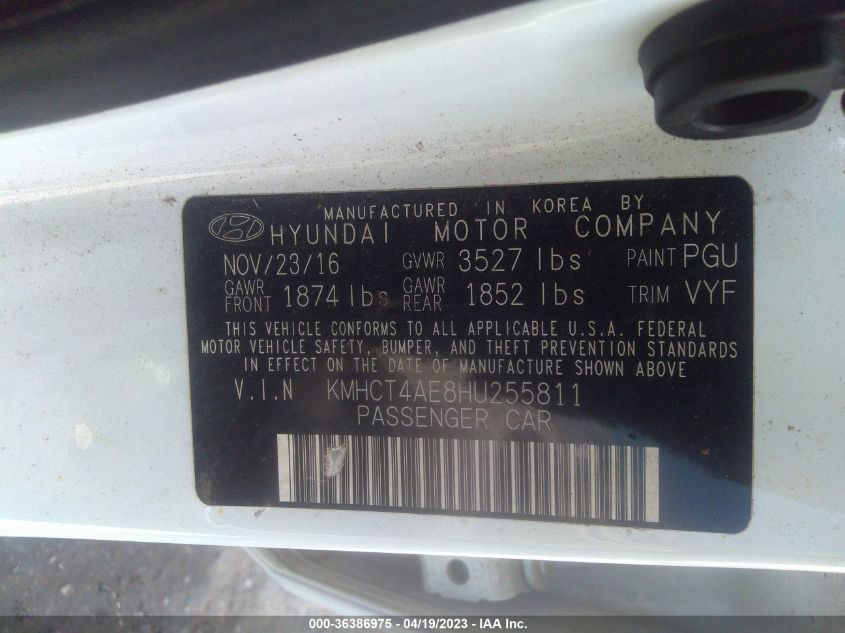 2017 HYUNDAI ACCENT VALUE EDITION - KMHCT4AE8HU255811