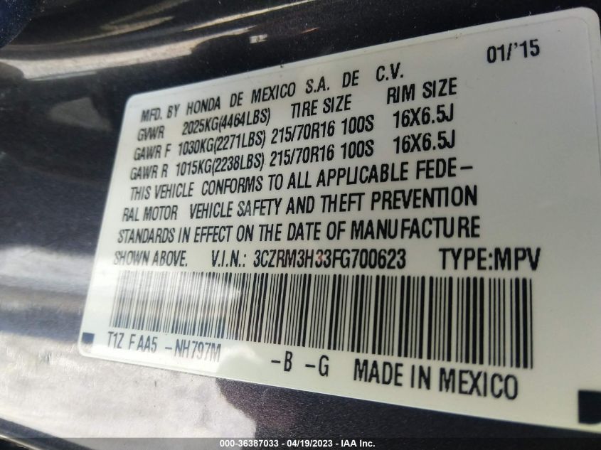 2015 HONDA CR-V LX - 3CZRM3H33FG700623
