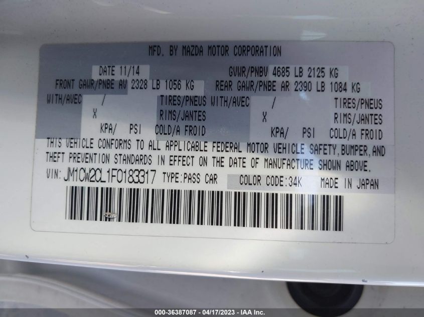 2015 MAZDA MAZDA5 TOURING - JM1CW2CL1F0183317