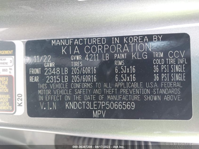 2023 KIA NIRO SX - KNDCT3LE7P5066569