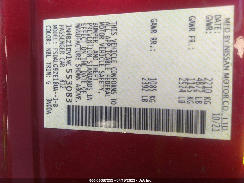 2022 NISSAN LEAF SL PLUS - 1N4BZ1DV1NC553083