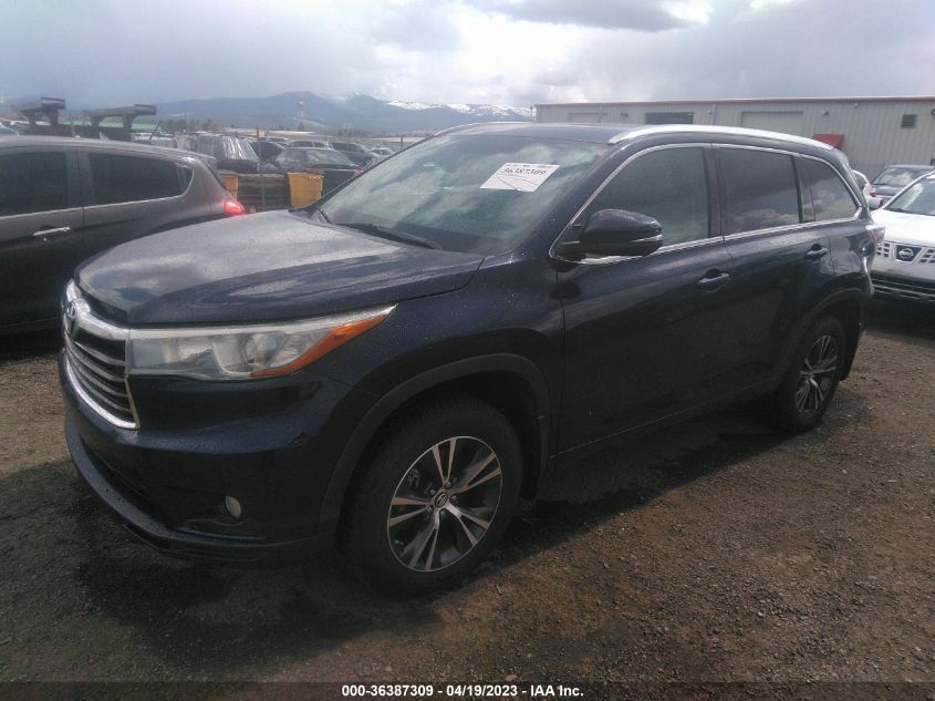 2016 TOYOTA HIGHLANDER XLE - 5TDJKRFH6GS268946