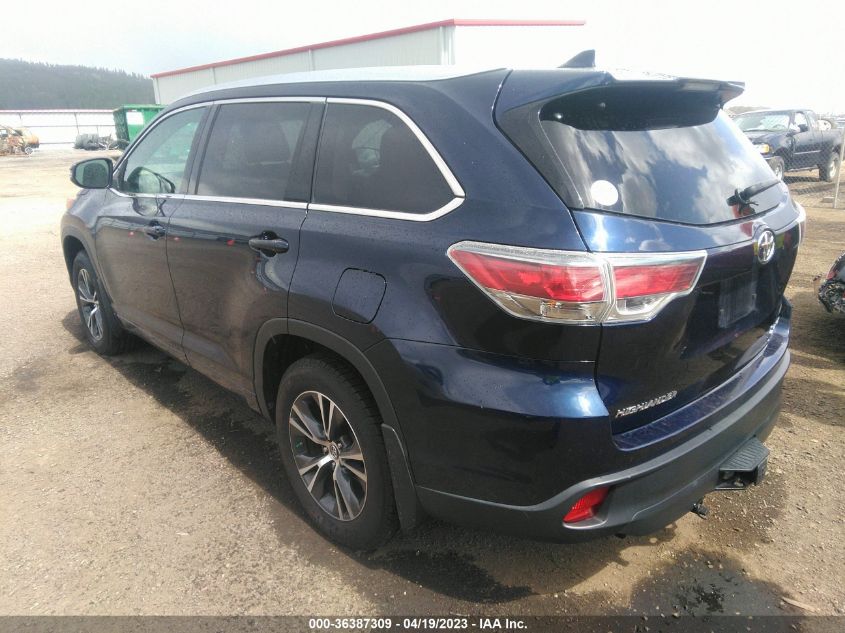 2016 TOYOTA HIGHLANDER XLE - 5TDJKRFH6GS268946