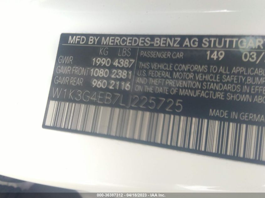 2020 MERCEDES-BENZ A-CLASS A 220 - W1K3G4EB7LJ225725