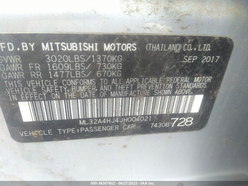 2018 MITSUBISHI MIRAGE SE - ML32A4HJ4JH004021