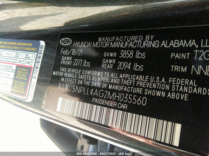 2021 HYUNDAI ELANTRA SE - 5NPLL4AG2MH035560