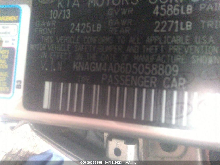 2013 KIA OPTIMA HYBRID LX - KNAGM4AD6D5058809