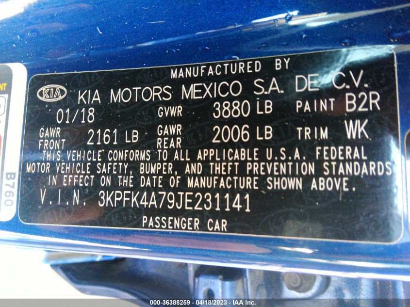 2018 KIA FORTE LX - 3KPFK4A79JE231141