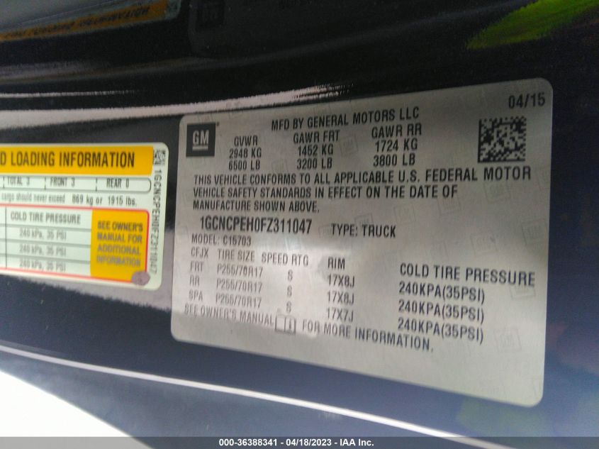 2015 CHEVROLET SILVERADO 1500 LS - 1GCNCPEH0FZ311047