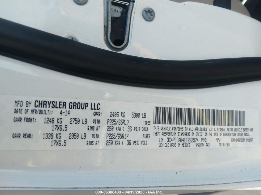 2014 DODGE JOURNEY AMERICAN VALUE PKG - 3C4PDCAB4ET262974