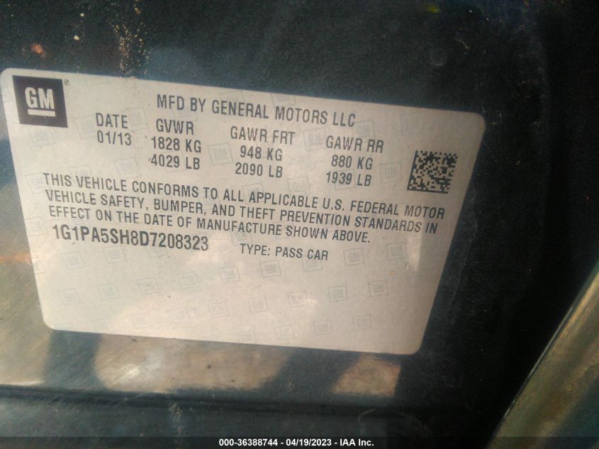 2013 CHEVROLET CRUZE LS - 1G1PA5SH8D7208323