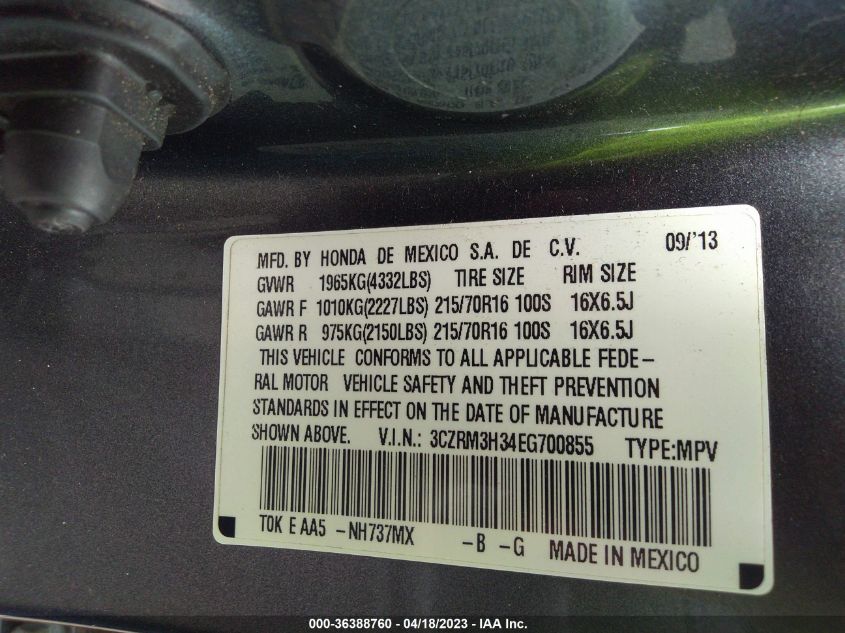 2014 HONDA CR-V LX - 3CZRM3H34EG700855
