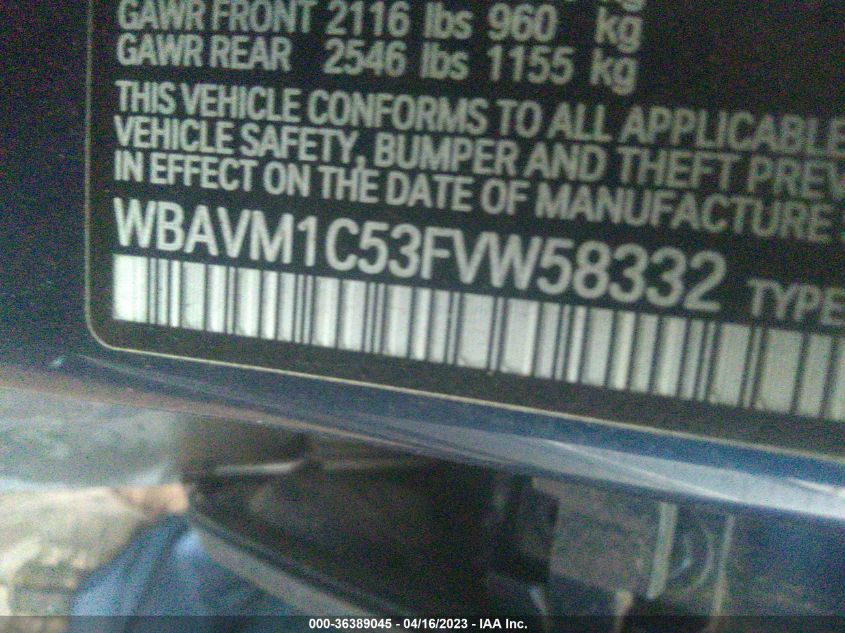 2015 BMW X1 SDRIVE28I - WBAVM1C53FVW58332