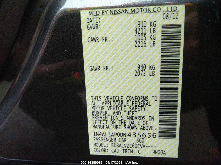 2013 NISSAN ALTIMA 2.5 SL - 1N4AL3AP0DN435656