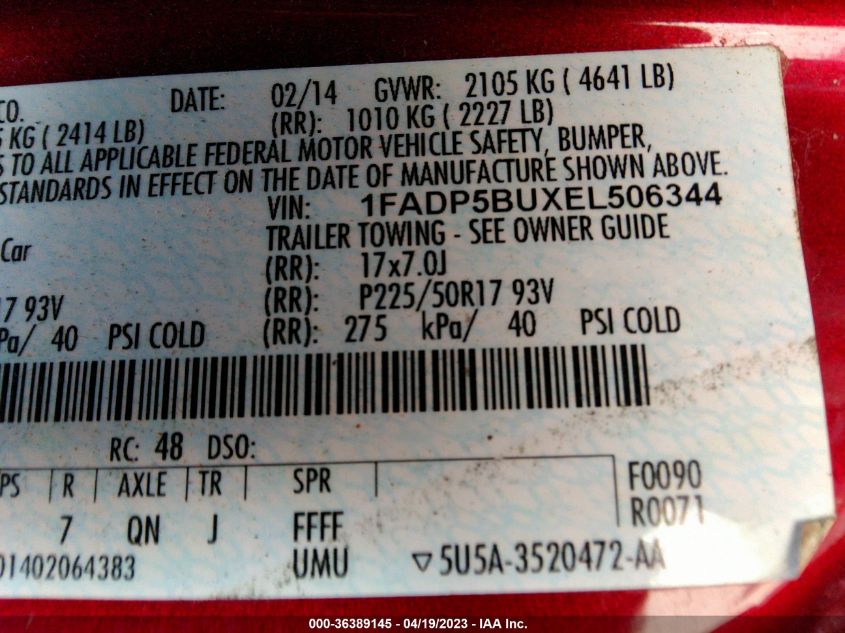 2014 FORD C-MAX HYBRID SEL - 1FADP5BUXEL506344