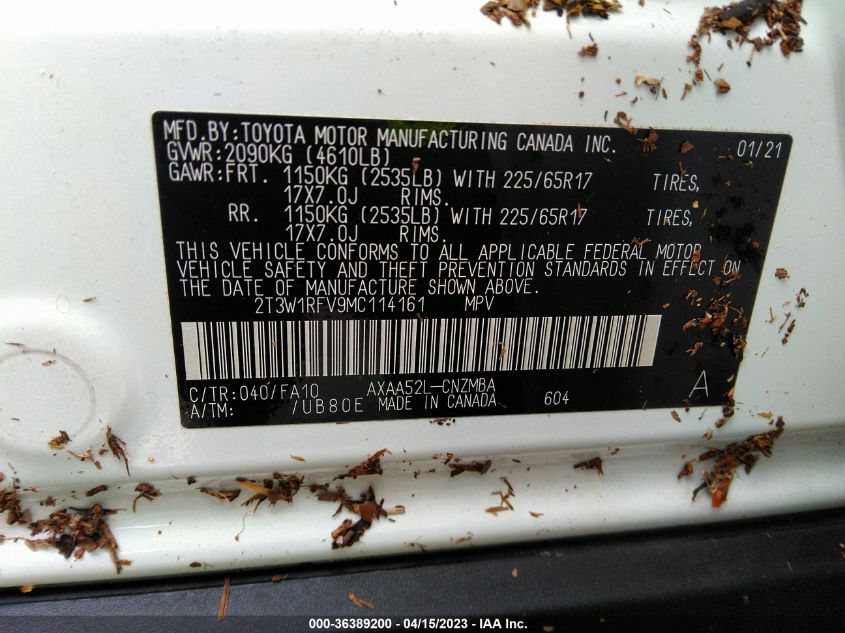 2021 TOYOTA RAV4 XLE - 2T3W1RFV9MC114161