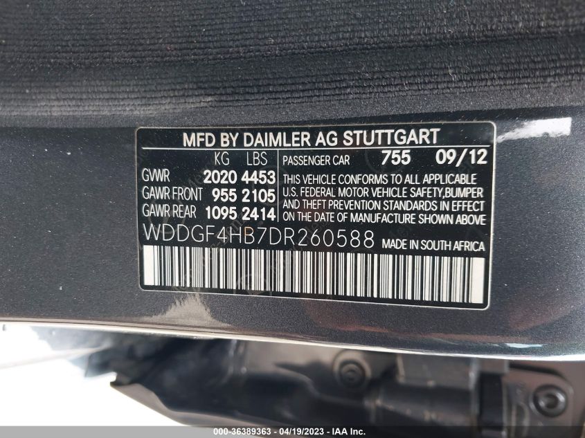 2013 MERCEDES-BENZ C-CLASS C 250 - WDDGF4HB7DR260588