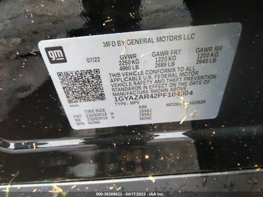 2023 CADILLAC XT4 FWD LUXURY 1GYAZAR42PF104304