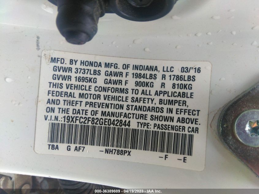 2016 HONDA CIVIC SEDAN EX - 19XFC2F82GE042844