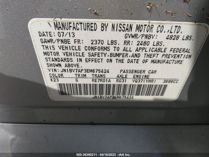 2014 INFINITI Q50 PREMIUM - JN1BV7AP3EM675424