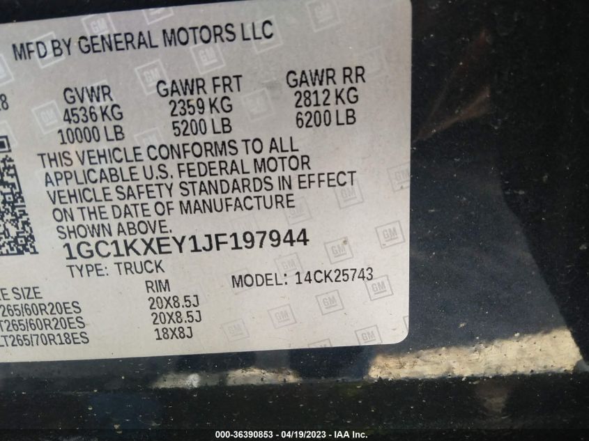 2018 CHEVROLET SILVERADO 2500HD HIGH COUNTRY - 1GC1KXEY1JF197944
