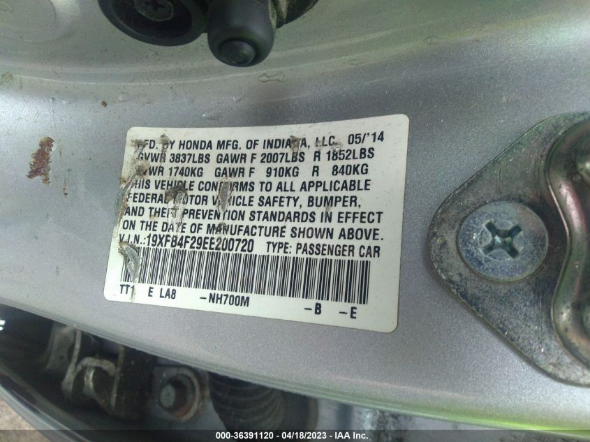 2014 HONDA CIVIC HYBRID 19XFB4F29EE200720