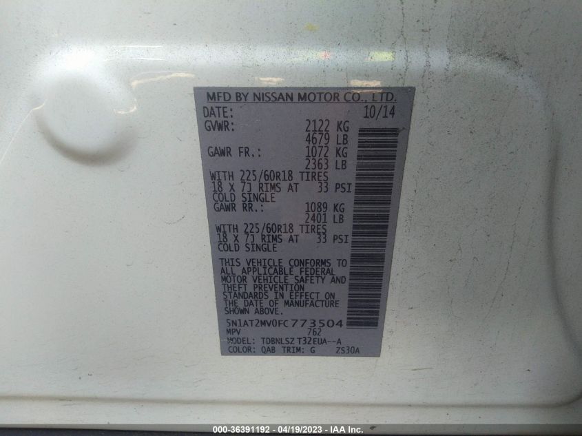 2015 NISSAN ROGUE SL - 5N1AT2MV0FC773504