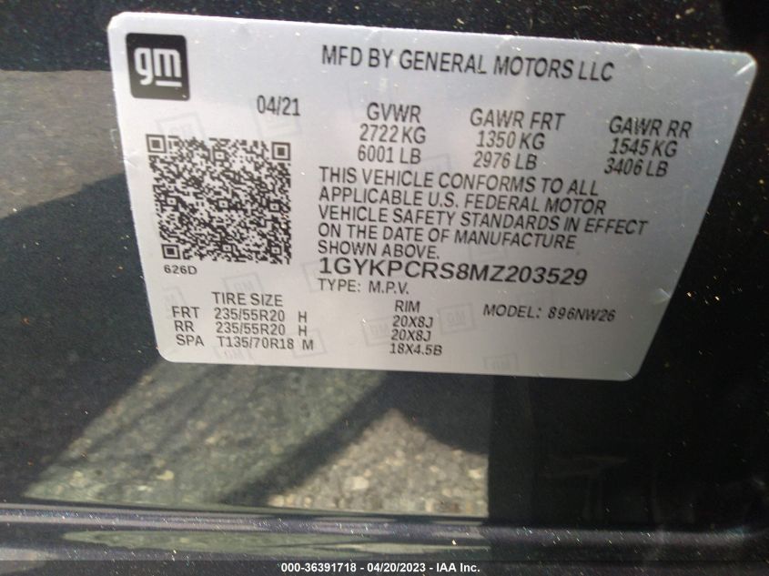 2021 CADILLAC XT6 PREMIUM LUXURY 1GYKPCRS8MZ203529