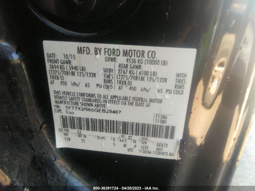 2016 FORD F-250 XLT - 1FT7X2B65GEB29467