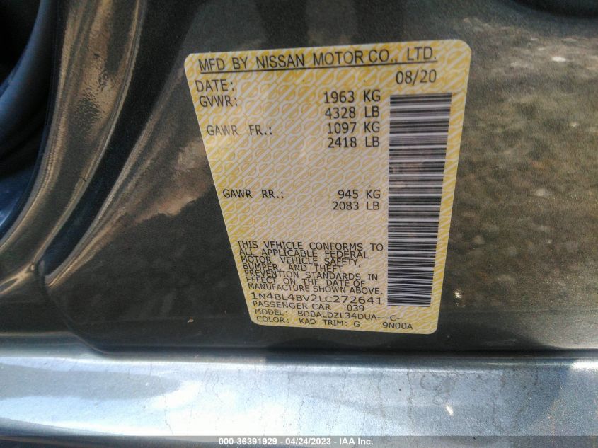 2020 NISSAN ALTIMA 2.5 S - 1N4BL4BV2LC272641