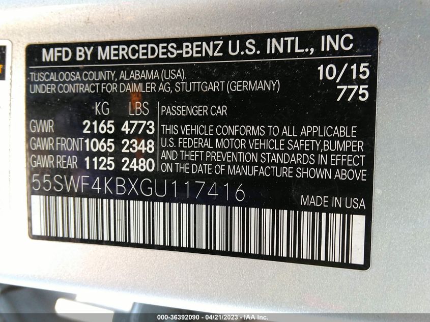 2016 MERCEDES-BENZ C-CLASS C 300 - 55SWF4KBXGU117416