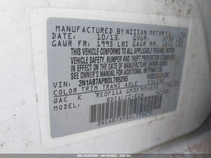 2013 NISSAN SENTRA S - 3N1AB7AP8DL795295