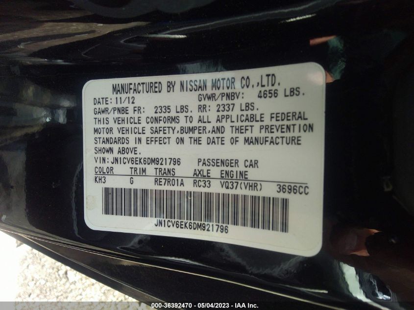 2013 INFINITI G37 COUPE JOURNEY JN1CV6EK6DM921796