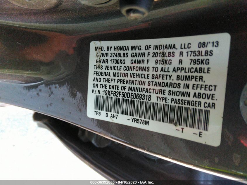 2013 HONDA CIVIC SDN LX - 19XFB2F50DE069318