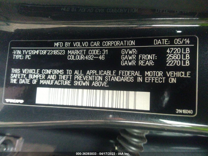 2015 VOLVO S60 T5 DRIVE-E PLATINUM - YV126MFD9F2318523