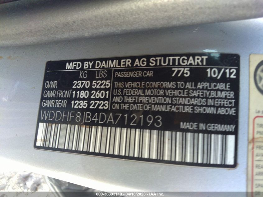 2013 MERCEDES-BENZ E-CLASS E 350 - WDDHF8JB4DA712193