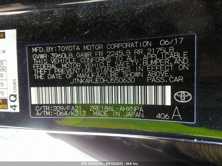 2017 TOYOTA COROLLA IM - JTNKARJE0HJ550630