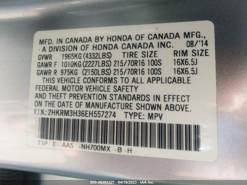 2014 HONDA CR-V LX - 2HKRM3H36EH557274