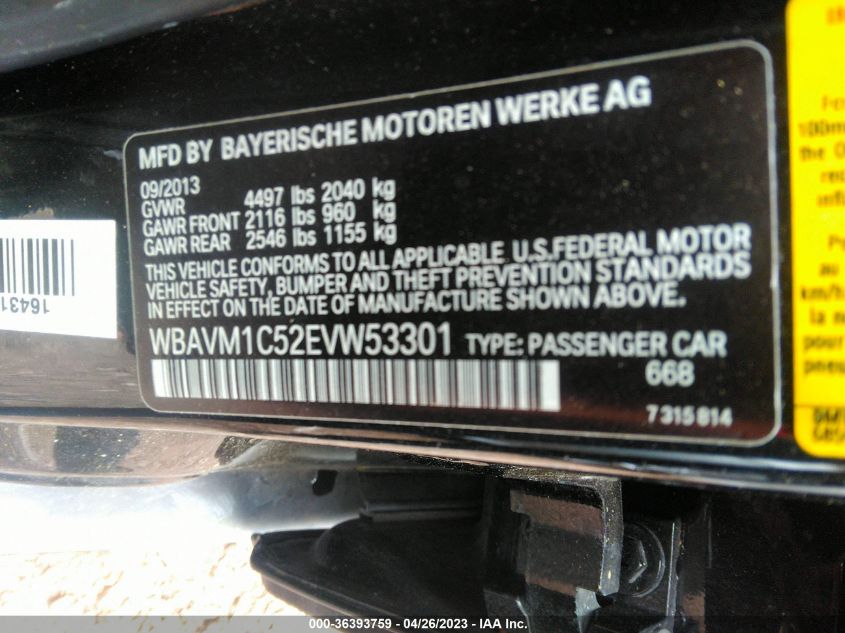 2014 BMW X1 SDRIVE28I - WBAVM1C52EVW53301