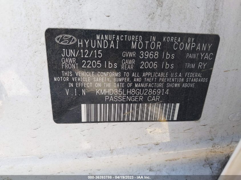 2016 HYUNDAI ELANTRA GT - KMHD35LH8GU286914